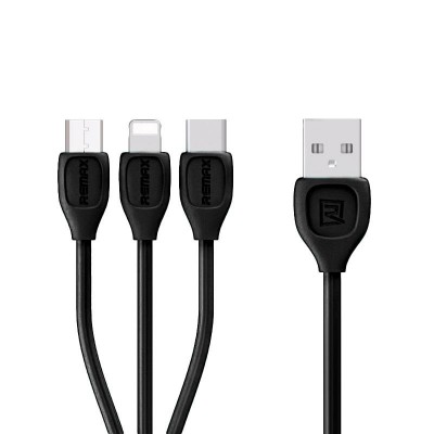 USB кабель Remax RC-050th Lesu 3in1 iPhone 5/MicroUSB/Type-C Black