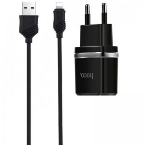 СЗУ 2USB Hoco C77A Black + USB Cable iPhone X (2.4A)